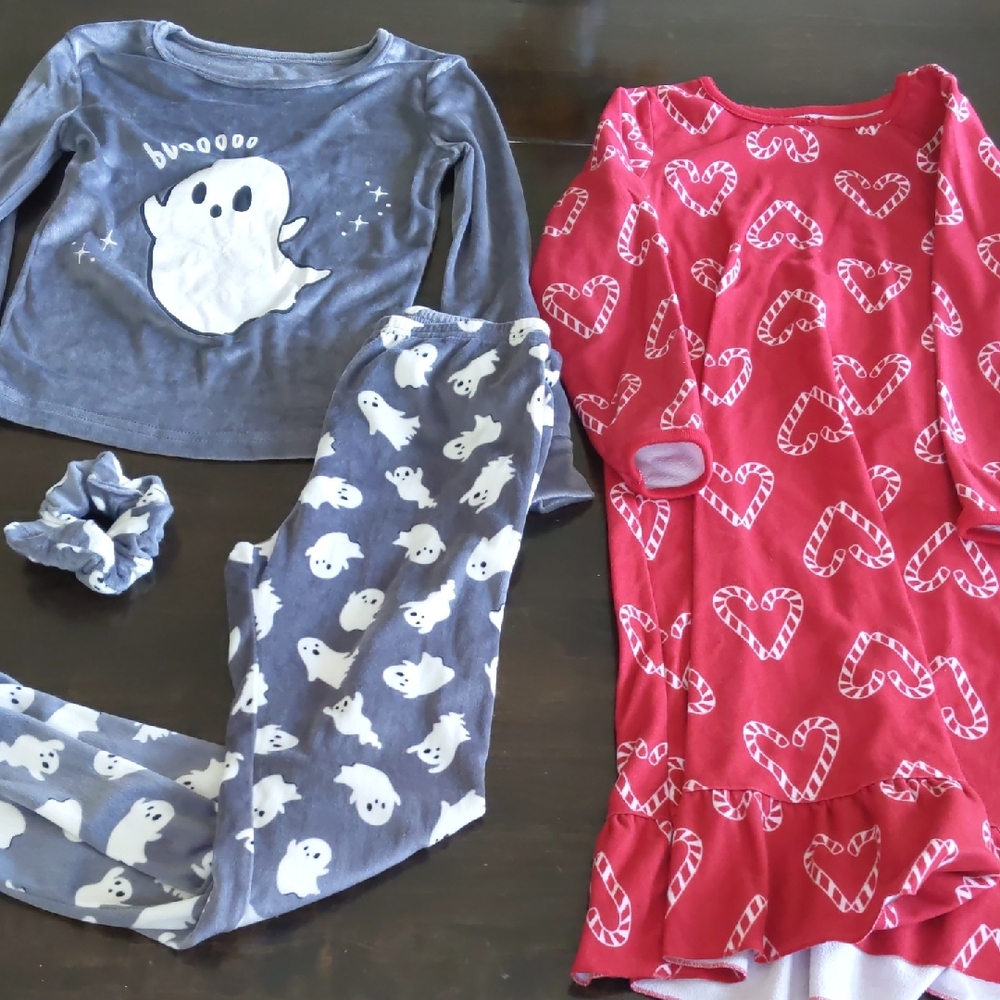 Carter's Gray Ghost and Red Candy Cane Pajama Set